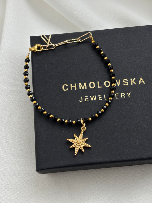 bransoletki z kamieni naturalnych Bransoletka Onyks z gwiazdką