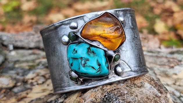 bransoletki wire wrapping Jesień nad morzem - bransoletka regulowana