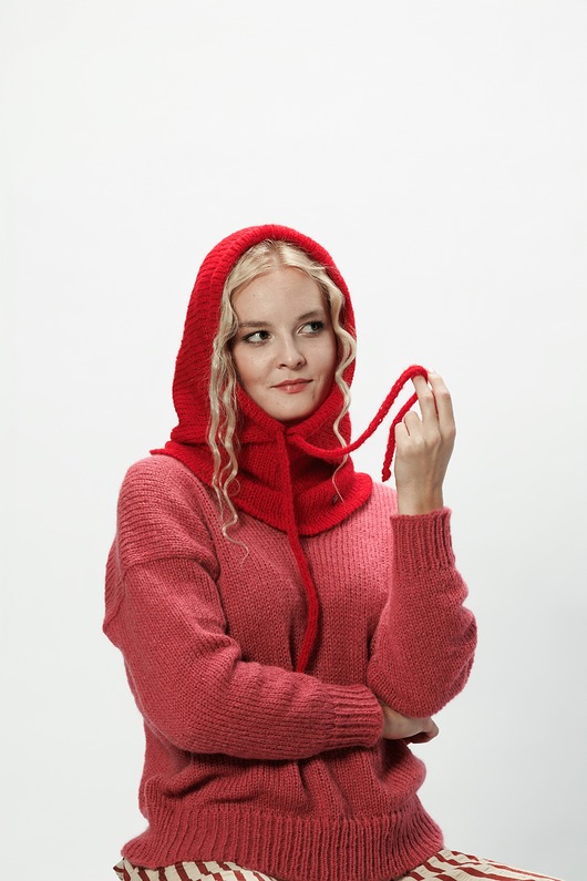 czapki damskie Alpaka Balaclava - czerwony
