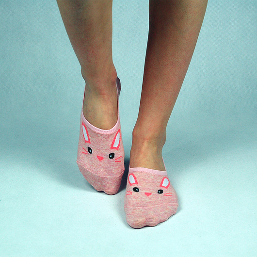 Różowe skarpetki stopki z zajączkiem CandySox