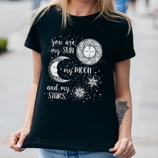 t-shirt damskie Koszulka damska organiczna Sun, moon, stars