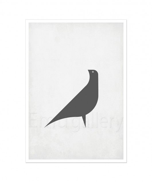 Plakat skandynawski A3, minimalizm, szary ptak Galeria EMU