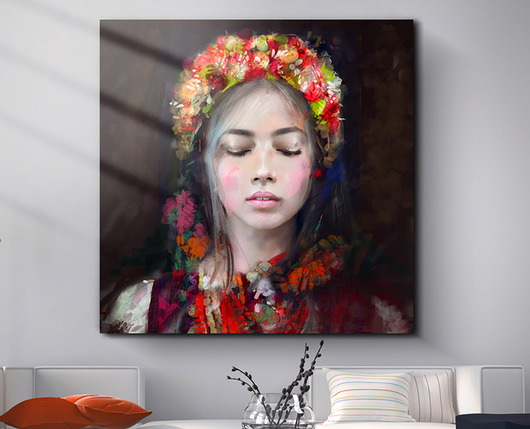 OBRAZ NA PŁÓTNIE "LADY FOLK" 70x70 CM Krzanoo