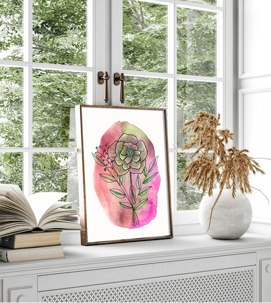 grafiki i ilustracje Akwarelowy kwiat