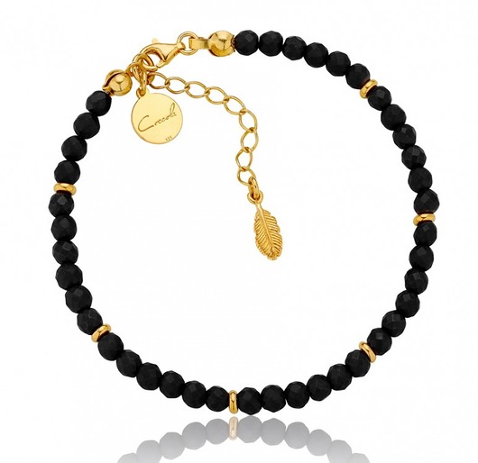 BRANSOLETKA Z ONYKSÓW I SREBRA 925 POZŁACANEGO Coccola JEWELLERY