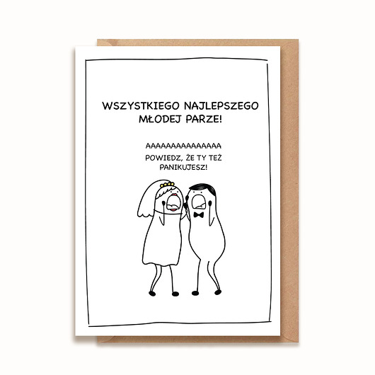 zaproszenia i kartki na ślub Kartka z okazji ślubu - Wszystkiego Najlepszego Młodej Parze!