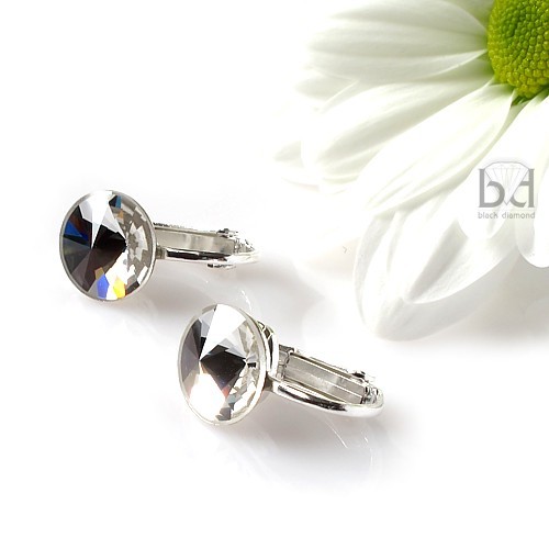 Klipsy z kryształem Swarovski 12mm Black Diamond