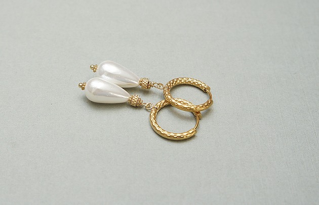 kolczyki pozłacane Kolczyki pozłacane Pearls [white] perły vol. 24