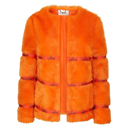 kurtki damskie Futerko pomarańczowe orange BY CAYOU