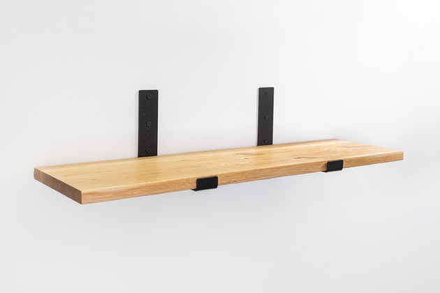 półki Loftowa półka dębowa z czarnymi podpórkami 70x20 cm