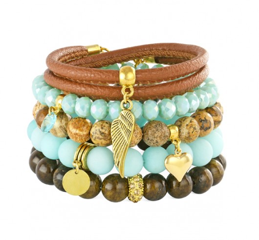 Mint,brown & gold set.  Lavoga