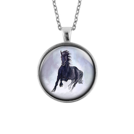 wisiory Medalion - Czarny koń - duży