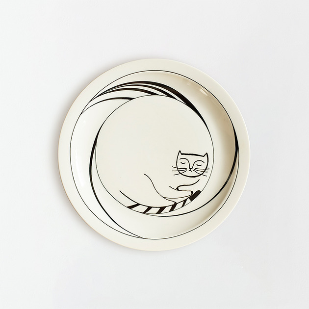 Ozdoby na ścianę Talerz na ścianę - kot we śnie