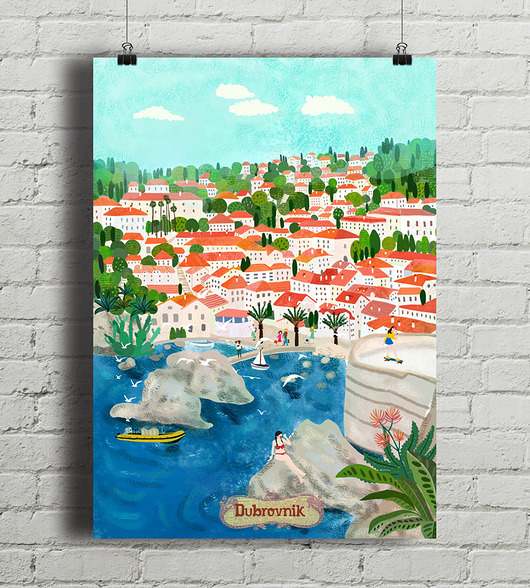 plakaty Chorwacja Dubrownik - plakat fine art giclee