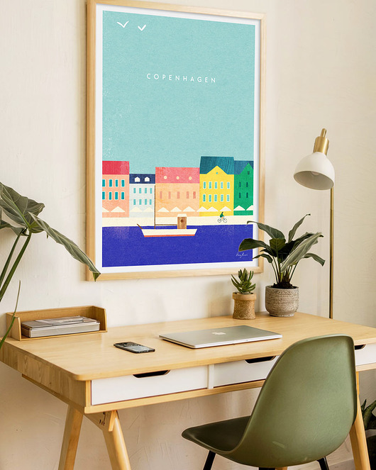 plakaty Kopenhaga Dania - plakat 50x70 cm - kolorowe kamienice Nyhavn