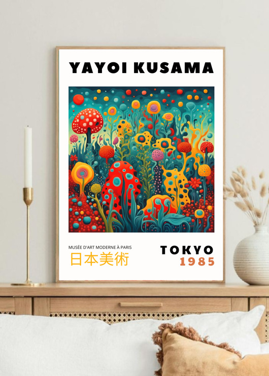 plakaty PLAKAT dekoracyjny , Yayoi Kusama, wystawowy, kwiaty