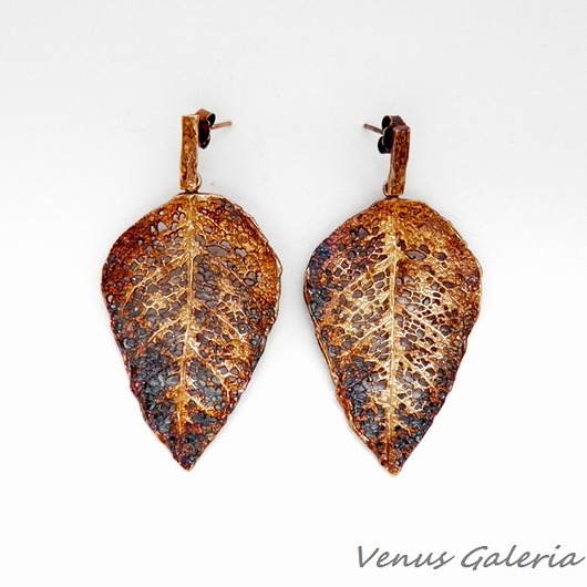  Kolczyki srebrne - Liść L10  VENUS GALERIA