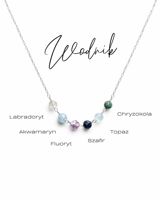 srebrne naszyjniki Twój ZODIAK, Naszyjnik Glam, Wodnik, srebrny