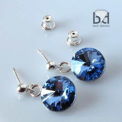 W błękitach kryształ Swarovski (12mm) Black Diamond
