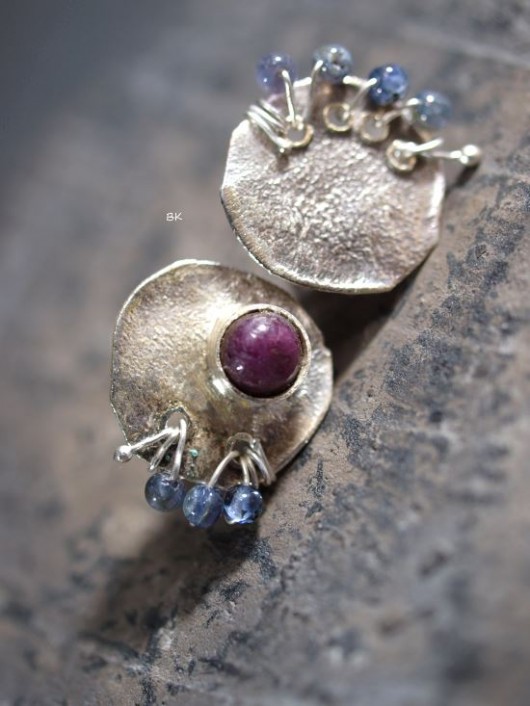 kolczyki wire wrapping szafiry i rubiny ##