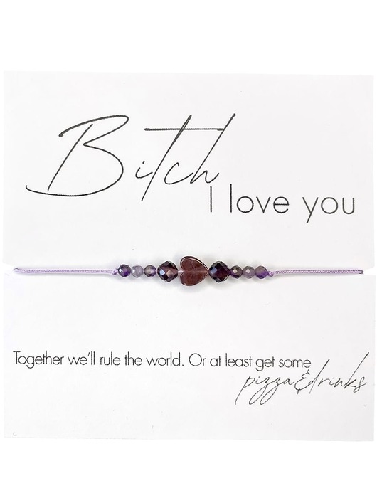 bransoletki na sznurku Bi.ch I love you Bransoletka z kamieni naturalnych Ametyst, Agat indyjski