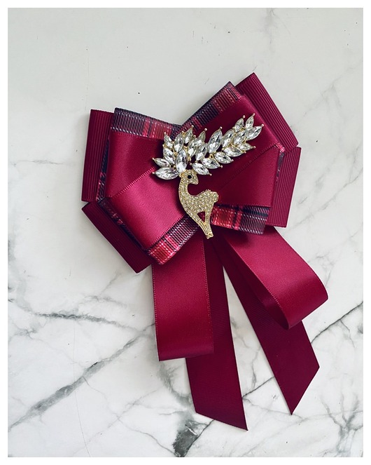 broszki Brosza / Krawat w kolorze burgund z Reniferem Exclusive