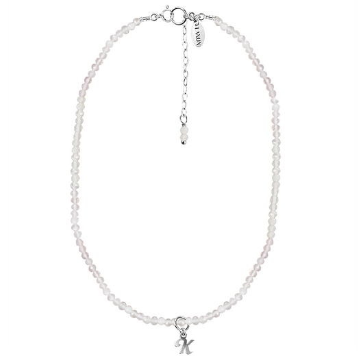 chokery CHOKER VERA z kamieniem księżycowym i literką - srebrny
