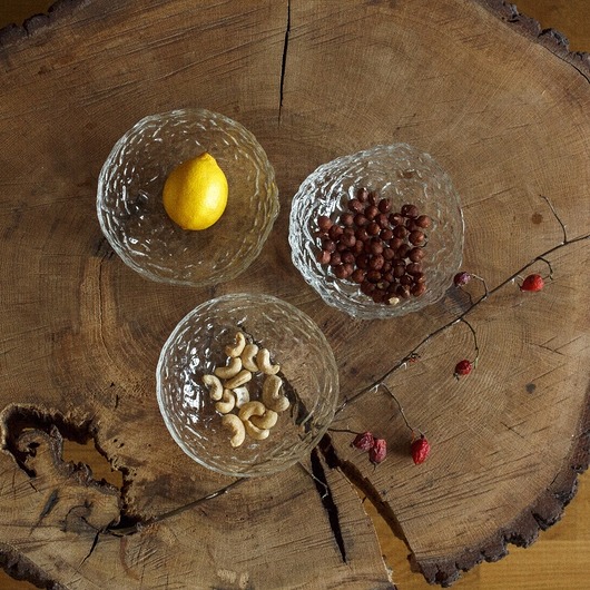 talerze, miski Zestaw 3 szklanych miseczek ORGANIC