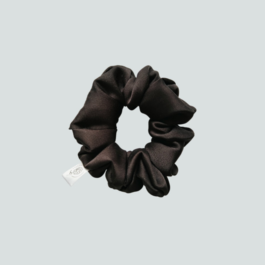 gumki do włosów Satynowa gumka satynowa scrunchie owijka frotka czarny MIDI