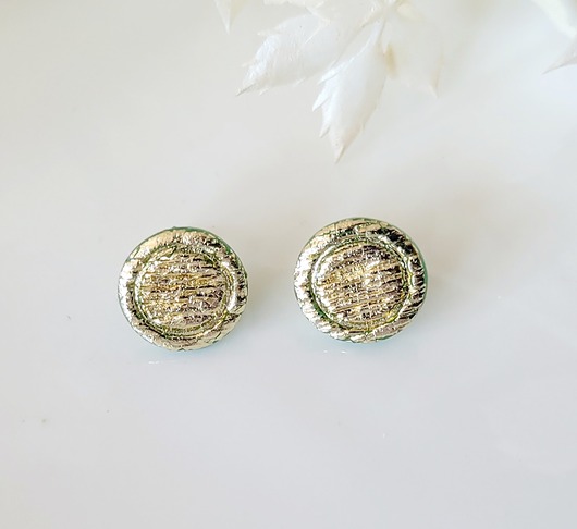 kolczyki z masy plastycznej Kolczyki sztyfty, złoto na jadeicie
