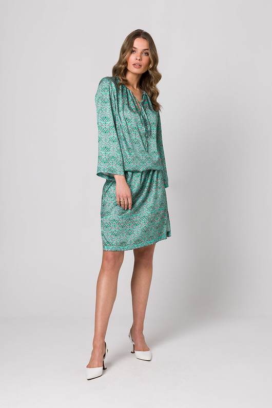 sukienki midi damskie Sukienka typu kaftan z wiązaniem przy szyi-model 1(S-338)