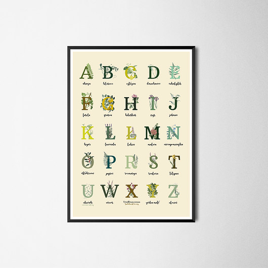Plakat Alfabet roślinny beż Maly Wielki Design
