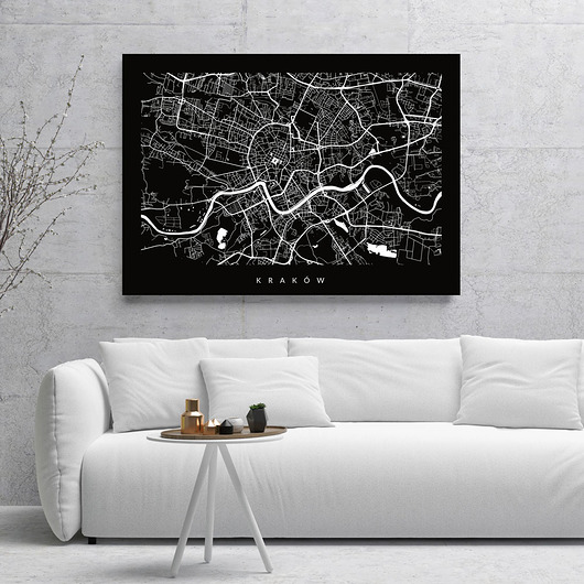 Kraków -  plan miasta - mapa na prezent   PLAKATY GEOMETRYCZNE