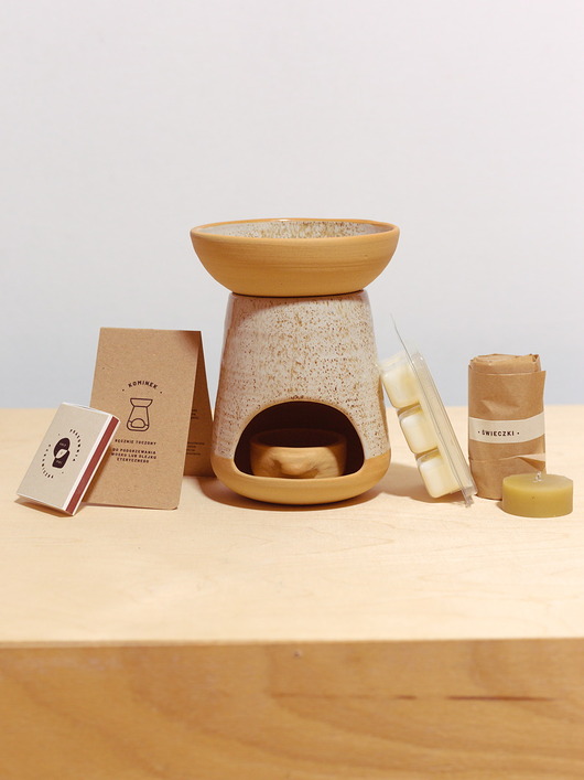 świeczniki i świece Zestaw kominek błędny piasek + wosk zapachowy + świeczki