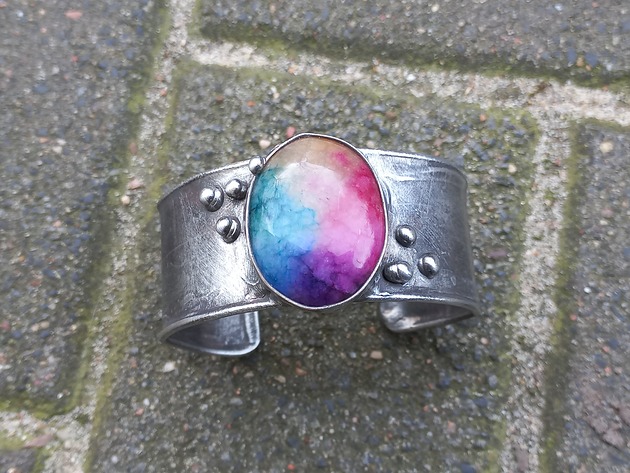 bransoletki wire wrapping Tęczowa  - bransoletka regulowana