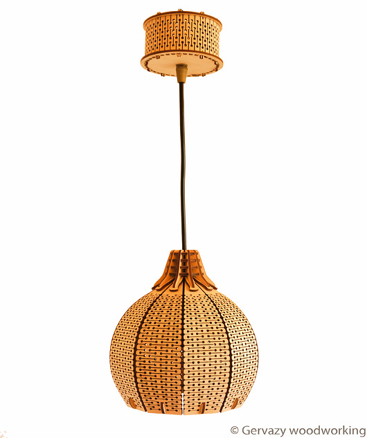 lampy wiszące Wisząca lampa z drewna "Mała Dynia"