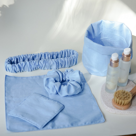 opaski do włosów Zestaw domowe spa - niebieski len