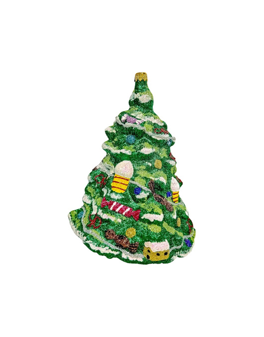 ozdoby choinkowe Bombka choinkowa: Duża zielona choinka z ozdobami