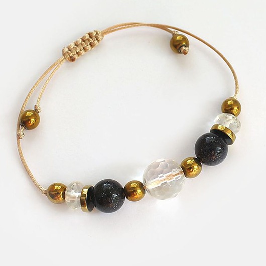 bransoletki z kamieni naturalnych Noc Kairu, kryształ górski, hematyt