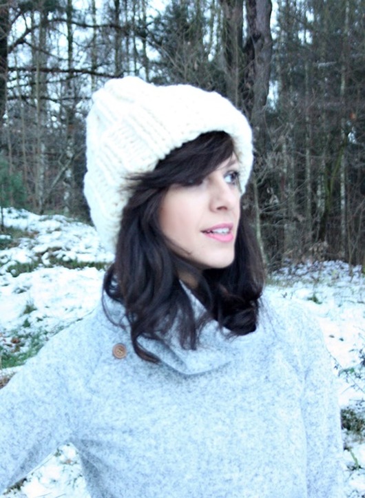 Czapka ecru beanie  z wełną Mademoiselle Patrini