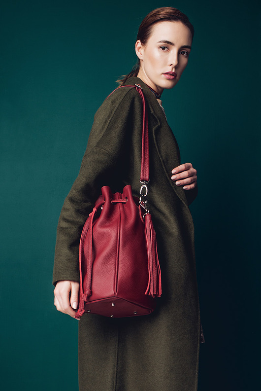 Torebka worek skórzany bordo MyBag