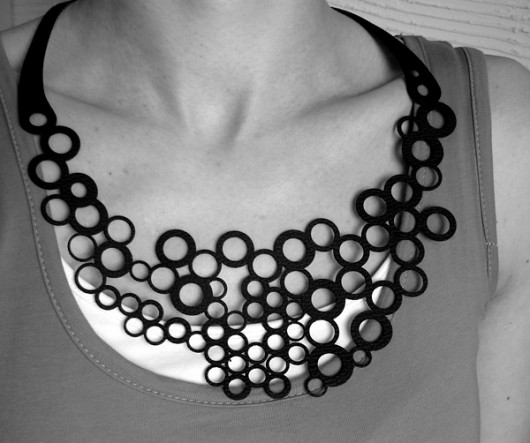 eco leather necklace felt label
