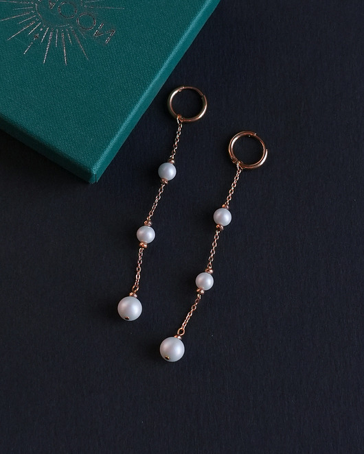 kolczyki ceramiczne Długie kolczyki z satynowymi perłami ceramicznymi 2 w 1