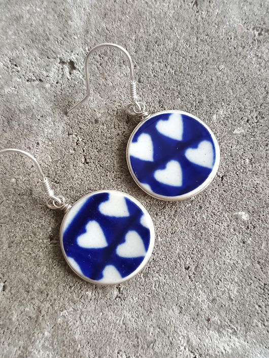 kolczyki ceramiczne Kolczyki ceramiczne Bolesławiec serduszka