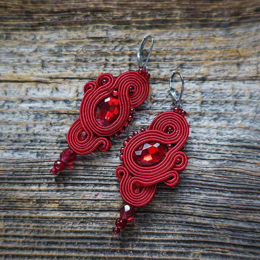 kolczyki soutache Bordowe i eleganckie - kolczyki soutache