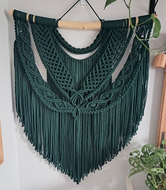 makramy OD RĘKI Makrama Bachata 70 cm butelkowa zieleń