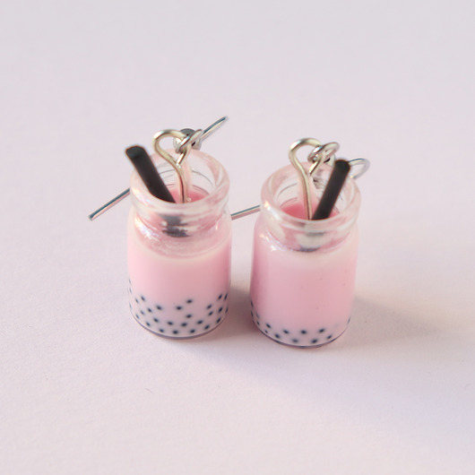 Bubble tea smak truskawka kolczyki Lemon Lovely
