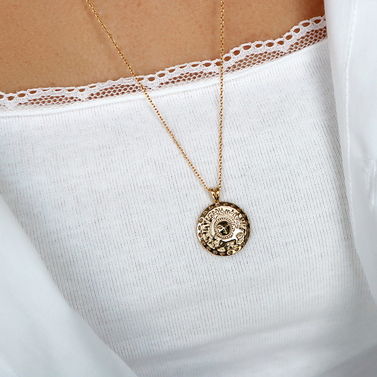 Naszyjnik medalion "moneta"srebro 925 pozłacane Coccola JEWELLERY