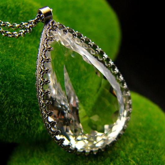 wisiory Naszyjnik Amulet  - Kryształ Górski Srebro - Unikat