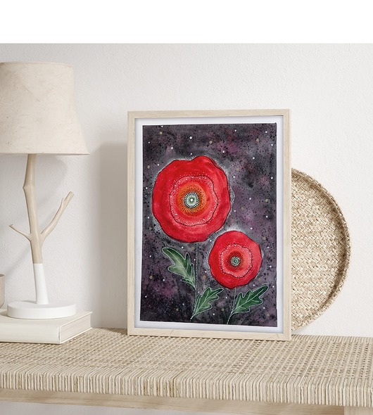 obrazy Oryginalna akwarela. Maki 30x40cm
